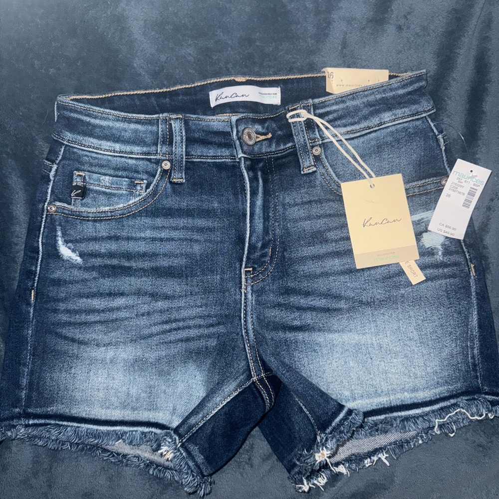 Maurices Indigo Jean Shorts with Frayed Hem Kancan